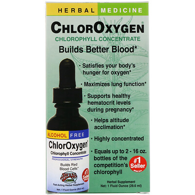 Herbs Etc. ChlorOxygen, концентрат хлорофилла, без спирта, 1 жидкая унция (29,6 мл)