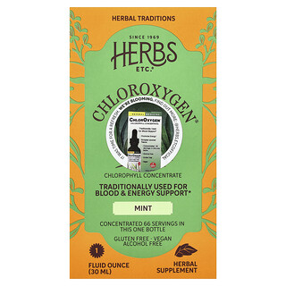 Herbs Etc., ChlorOxygen®, Concentrado de clorofila, Sin alcohol, Menta, 30 ml (1 oz. líq.)