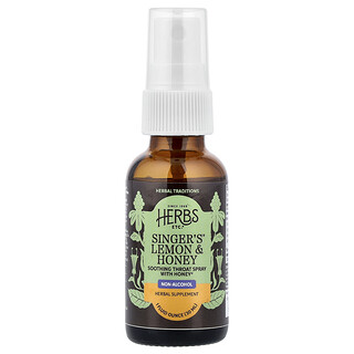 Herbs Etc., Singer's®, Non Alkohol, Lemon & Madu, 30 ml (1 ons cairan)