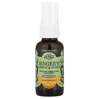 Herbs Etc., Singer's®, без спирта, лимон и мед, 30 мл (1 жидк. унция)