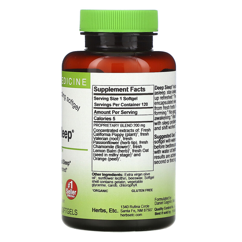 Herbs Etc., Deep Sleep, Schlafmittel, 120 Weichkapseln mit schneller Wirkung iHerb
