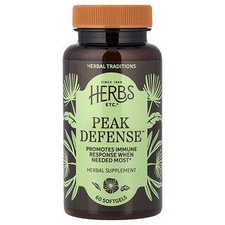 Herbs Etc., Peak Defense™, 60 mjukgelkapslar