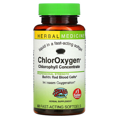 

Herbs Etc. ChlorOxygen, концентрат хлорофилла, 60 быстродействующих мягких капсул