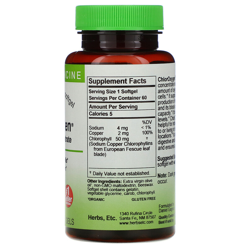 Herbs Etc., ChlorOxygen, Chlorophyll Concentrate, 60 FastActing