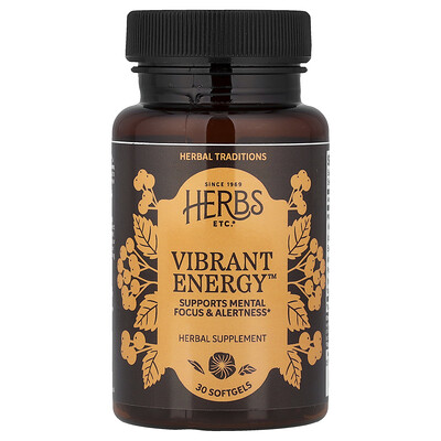 Herbs Etc., Vibrant Energy™, 30 cápsulas blandas