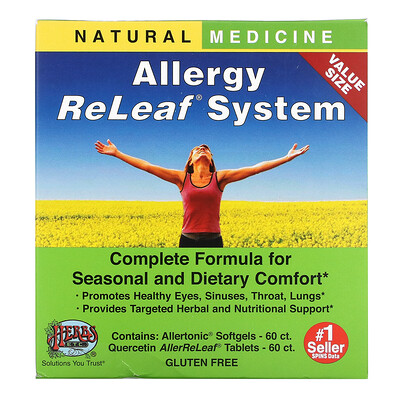 Herbs Etc. Allergy ReLeaf System средство для облегчения симптомов аллергии 2 флакона 60 мягких капсул/60 таблеток