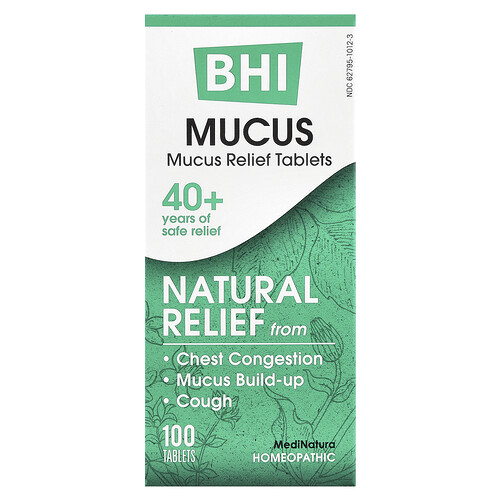 MediNatura, BHI, Mucus Relief, 100 Tablets