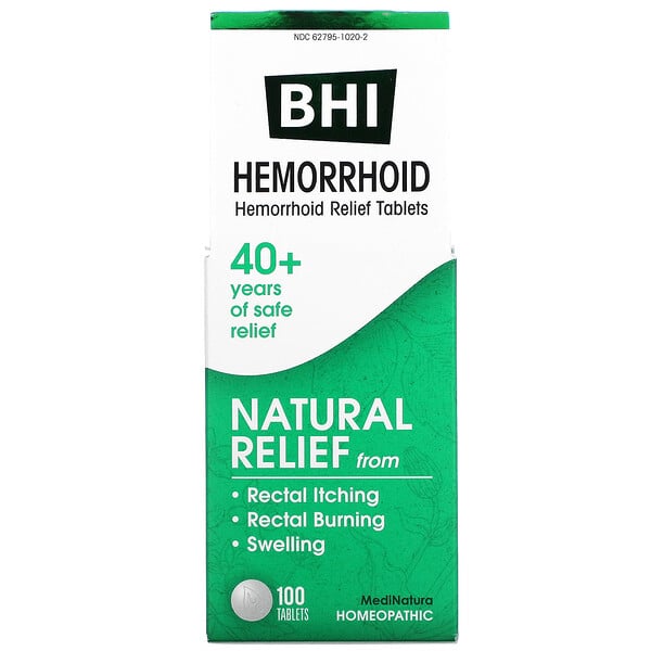 MediNatura, BHI, Hemorrhoid Relief, 100 Tablets