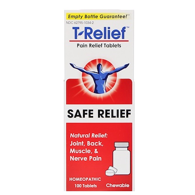 

T-Relief, безопасные обезболивающие таблетки, 100 таблеток