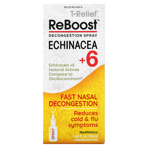 T-Relief, ReBoost, Echinacea +6, Decongestion Spray, 0.68 fl oz (20 ml)
