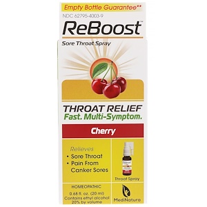 Отзывы о Мединатура, ReBoost, Sore Throat Spray, Cherry, 0.68 fl oz (20 ml)