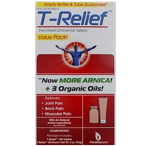 Отзывы о Мединатура, T-Relief, Pain Relief Ointment & Tablets, 2 Pieces