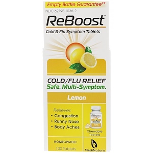 Отзывы о Мединатура, ReBoost, Cold & Flu Relief, Lemon, 100 Chewable Tablets