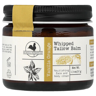 Hearth and Homestead, Bálsamo de sebo batido, Vainilla y naranja, 37 g (1,3 oz)