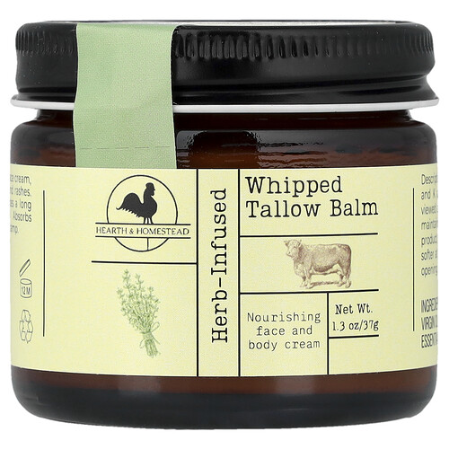 Hearth and Homestead, Whipped Tallow Balm Balm, Whipped Tallow Balm Balm, Herb-Infused, Talgbalsam, mit Kräutern angereichert, 37 g (1,3 oz.)