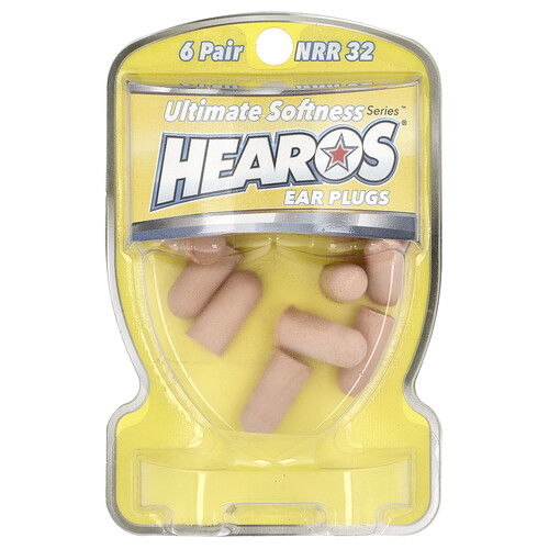 Hearos, Tapones para los oídos Ultimate Softness Series™, Amarillos, NRR 32, 6 pares
