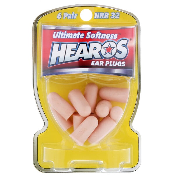 Hearos‏, Ear Plugs, Ultimate Softness, High, NRR 32, 6 Pair