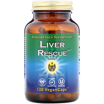 HealthForce Superfoods Liver Rescue, препарат для печени, версия 6, 120 веганских капсул VeganCaps