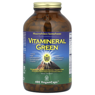 HealthForce Superfoods, Vitamineral Green, Versión 5,5, 400 cápsulas veganas VeganCaps