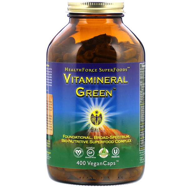HealthForce Superfoods, Vitamineral Green, Version 5.5, 400 VeganCaps