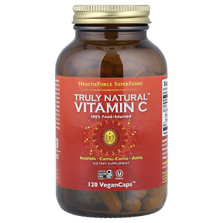 HealthForce Superfoods, Truly Natural Vitamin C, 120 kapsułek wegańskich (46,75 mg na kapsułkę)
