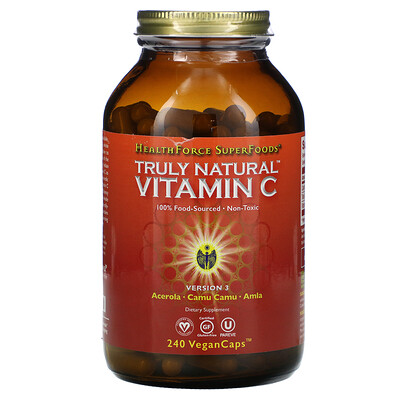 HealthForce Superfoods Truly Natural Vitamin C, Version 3, 240 Vegan Caps