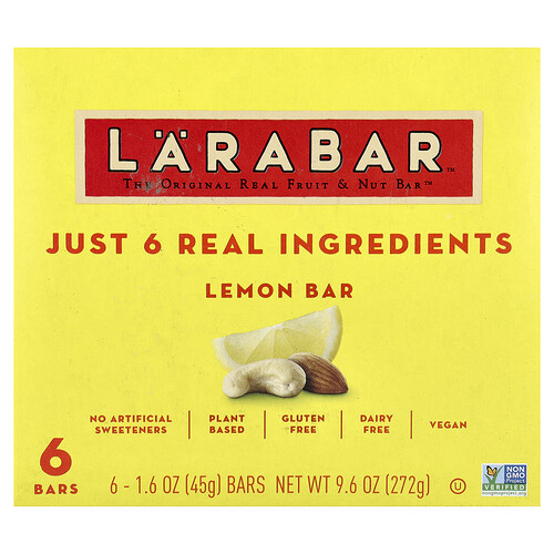 Larabar, Real Fruit & Nut Bar™, Lemon, 6 Bars, 1.6 oz (45 g) Each