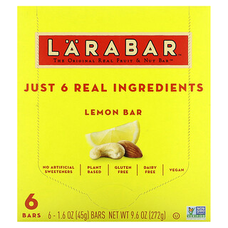 Larabar, Barrita The Original Real Fruit & Nut, Limón`` 6 barritas, 45 g (1,6 oz) cada una