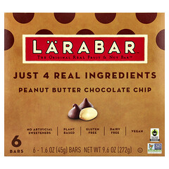 Real Fruit & Nut Bar™, арахісова паста, шоколадні крихти, 6 батончиків по 45 г