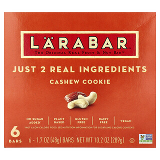 Larabar, Real Fruit & Nut -patukka, cashew-keksi, 6 patukkaa, 48 g/kpl