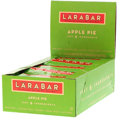 Larabar The Original Fruit & Nut Food Bar, Apple Pie, 16 Bars, 1.6 oz (45 g) Each