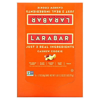 

Larabar The Original Fruit & Nut Food Bar печенье с кешью 16 батончиков 48 г (1 7 унции)