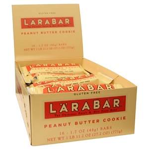 Larabar, Печенье с арахисовым маслом, 16 батончиков, по 1,7 унций (48 гр) каждый