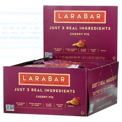 

Larabar, The Original Fruit & Nut Bar, Cherry Pie, 16 Bars, 1.7 oz (48 g) Each