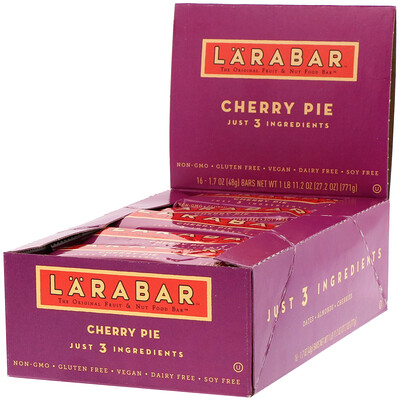Larabar The Original Fruit & Nut Food Bar, Cherry Pie, 16 Bars, 1.7 oz (48 g) Each