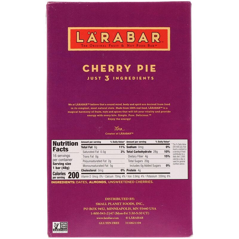 Larabar, The Original Fruit & Nut Food Bar, Cherry Pie, 16 Bars, 1.7 oz