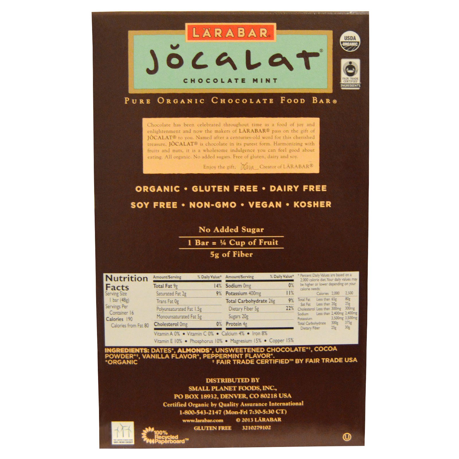 Larabar, Jocalat, Chocolate Mint, 16 Bars, 1.7 oz (48 g) Per Bar