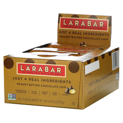 Larabar The Original Fruit & Nut Food Bar, шоколадная крошка с арахисовой пастой, 16 батончиков по 45 г (1,6 унции)