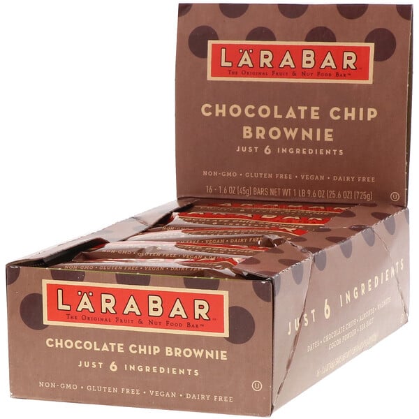Larabar, オリジナルフルーツ＆ナッツフードバー、チョコレートチップブラウニー、16本、各45g（1.6オンス）