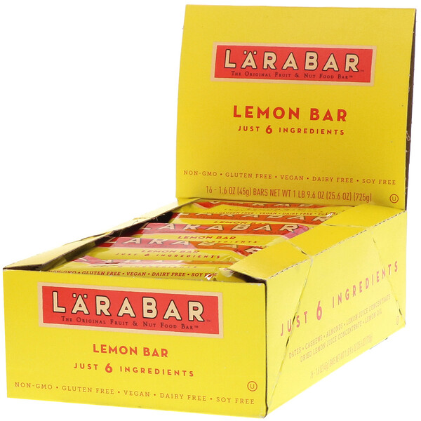Larabar, The Original Fruit & Nut Food Bar, Lemon Bar, 16 Bars, 1.6 oz