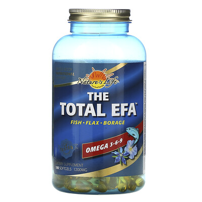 Health From The Sun The Total EFA, омега-3, 6, 9, 1200 мг, 180 капсул