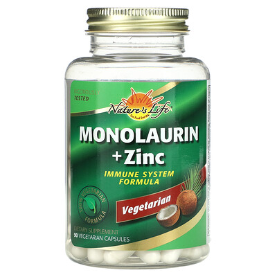 

Nature's Life, Monolaurin + Zinc, 90 Vegetarian Capsules