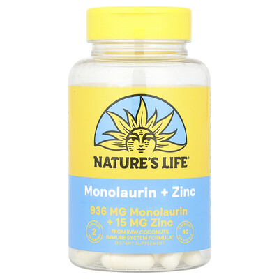 Nature's Life, Monolaurina y zinc, 90 cápsulas