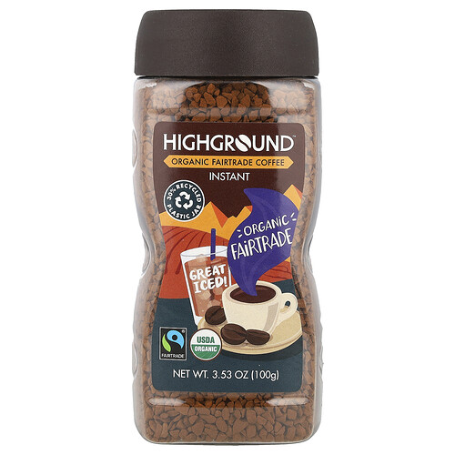 Highground Coffee Organic Instant Coffee, Medium Roast, 3.53 oz (100 g)