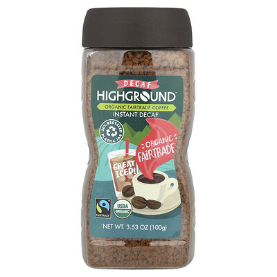 Product Image for Highground Coffee, Organic Instant Coffee, Medium Roast, Decaf, 3.53 oz (100 g)