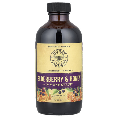 Honey Gardens, Holundersirup mit Apitherapie-Rohhonig, Bio-Apfelessig und Propolis, 240 ml (8 fl. oz.)