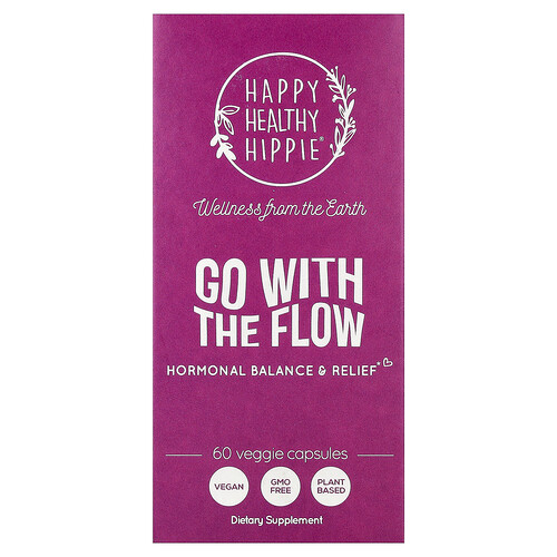 Happy Healthy Hippie Go With The Flow, Hormonal Balance & Relief, 60 Veggie Capsules