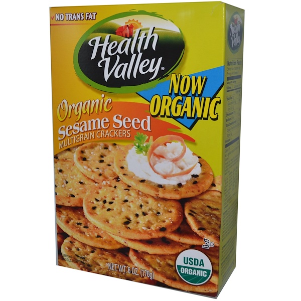 Health Valley, Organic Multigrain Crackers, Sesame Seed, 6 oz (170 g) (Discontinued Item) 