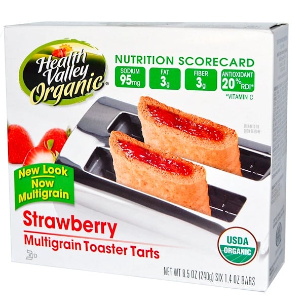 Health Valley, Organic Multigrain Toaster Tarts, Strawberry, 6 Bars, 1.4 oz (40 g) Each (Discontinued Item) 