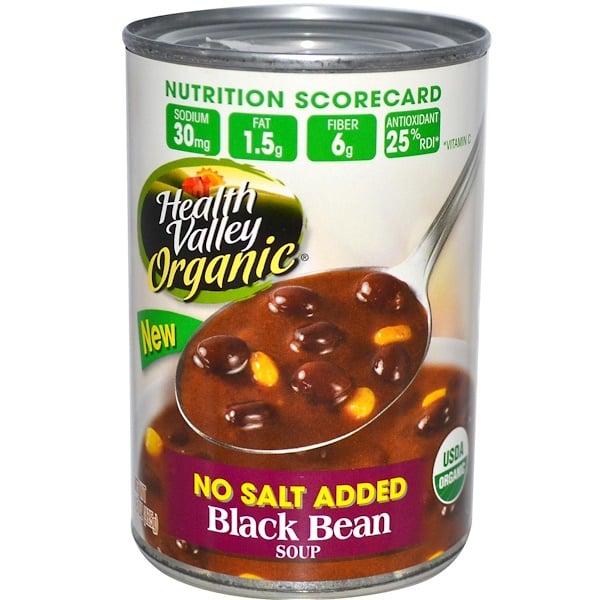 Health Valley, Organic, Black Bean Soup, No Salt Added, 15 oz (425 g) (Discontinued Item) 